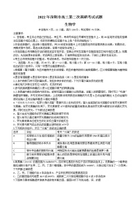 2022届广东省深圳市高三下学期第二次调研考试（二模）（4月） 生物