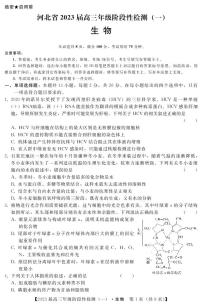 2023河北省部分重点中学高三上学期阶段性检测（一）生物试题PDF版含解析