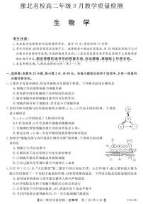 2023河南省豫北名校高二上学期9月教学质量检测生物PDF版含解析