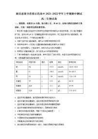 2022湖北省部分省级示范高中高二上学期期中测试生物试卷含解析