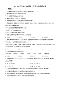 精品解析：广东省江门市新会陈经纶中学2021-2022学年高一上学期期中生物试题