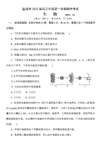 2023盐城高三上学期期中考试生物试题答案