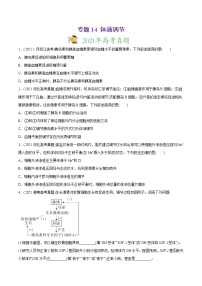 高中生物专题14 体液调节-2021年高考生物真题与模拟题分类训练（学生版）