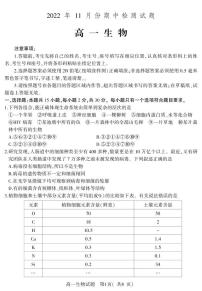 2023潍坊安丘高一上学期期中联考生物试题PDFf版含答案