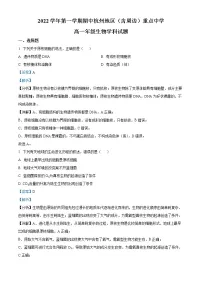2022-2023学年浙江省杭州地区(含周边)重点中学高一上学期期中生物试题(解析版)
