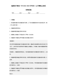 2022-2023学年福建省宁德市一中高一上学期线上测试生物试题含解析