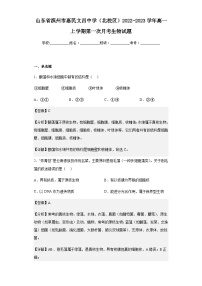 2022-2023学年山东省滨州市惠民文昌中学（北校区）高一上学期第一次月考生物试题含解析