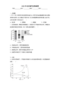2023年北京高考生物真题(无答案)