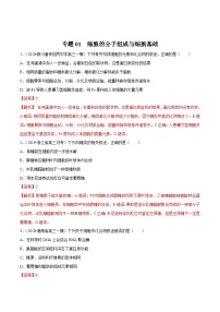 高考生物三轮冲刺考前提分练习专题01 细胞的分子组成与细胞基础（含解析）