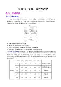 高考生物真题分项汇编（全国通用）五年（2019-2023）专题12 变异、育种与进化