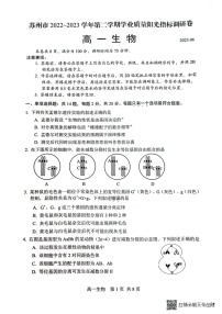 江苏省苏州市2022-2023学年高一下学期期末学业质量阳光指标调研生物试卷