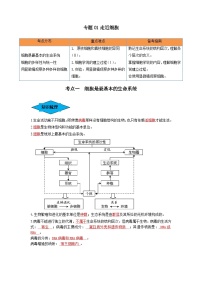 专题01 走近细胞（串讲）-备战2024年高考生物一轮复习串讲精练（新高考专用）（解析版）