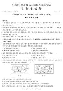 2024武汉江汉区高二上学期新起点摸底考试生物PDF版含答案