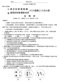 2024湖南省三湘名校教育联盟、湖湘名校教育联合体高三上学期10月大联考试题生物含解析