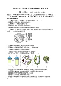 江苏省无锡市江阴市四校2023-2024学年高一生物上学期期中联考试题（Word版附答案）