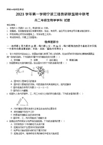 2024宁波三锋教研联盟高二上学期期中联考生物试题含答案