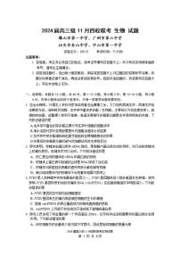 广东省汕头市2024届高三上学期四校期中联考生物试卷+答案