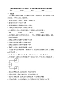 陕西省商洛市柞水中学2023-2024学年高一11月期中生物试卷(含答案)