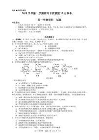 2024浙江省浙南名校联盟高一上学期12月联考试题生物PDF版含答案