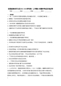 安徽省滁州市九校2023-2024学年高一上学期11月期中考试生物试卷(含答案)