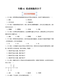 专题02 组成细胞的分子-备战2024年高中学业水平考试生物真题分类汇编