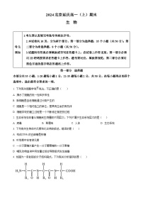 2024北京延庆区高一上学期期末考试生物含解析