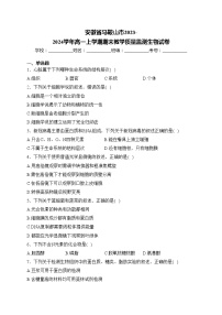 安徽省马鞍山市2023-2024学年高一上学期期末教学质量监测生物试卷(含答案)