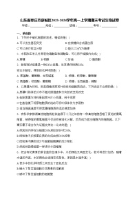 山东省枣庄市薛城区2023-2024学年高一上学期期末考试生物试卷(含答案)