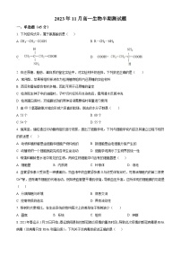 重庆市永川双石中学校2023-2024学年高一上学期11月半期考试（期中）生物试题（原卷版+解析版）