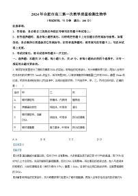 安徽省合肥市2024届高三下学期一模考试生物试卷（Word版附解析）