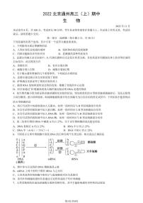 2022北京通州高三上学期期中生物试卷及答案