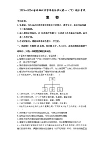 河南省郑州市宇华实验学校2023-2024学年高一下学期4月期中考试生物试卷（Word版附解析）