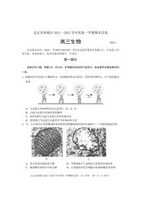 2022北京市西城区高三上学期期末生物试卷及答案