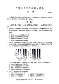 2024北京西城高三二模生物试题及答案