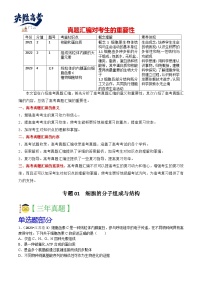 专题01 细胞的分子组成与结构-3年（2021-2023）高考1年模拟生物真题分项汇编（江苏专用）