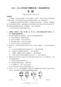 四川省成都市九县区2023～2024学年高一下期期末调研考试生物试题