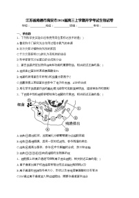 江苏省南通市海安市2024届高三上学期开学考试生物试卷(含答案)