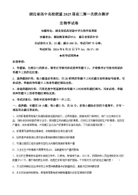 湖北省高中名校联盟2025届高三上学期8月第一次联考生物试题（Word版附答案）