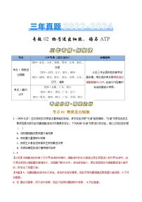 三年（2022-2024）高考生物真题分类汇编（全国通用）专题02 物质进出细胞、酶与ATP（解析版）