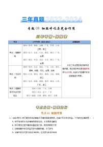 三年（2022-2024）高考生物真题分类汇编（全国通用）专题03 细胞呼吸和光合作用（原卷版）