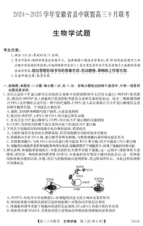 安徽省县中联盟2024-2025学年高三上学期9月联考生物试卷（PDF版附解析）