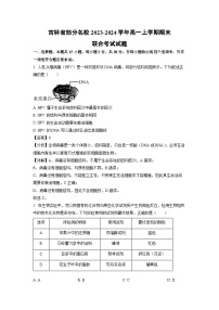 [生物][期末]吉林省部分名校2023-2024学年高一上学期期末联合考试试题(解析版)