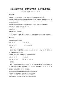 【生物】2024-2025学年高三上学期第一次月考（苏教版2019）（解析版）