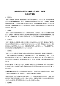 云南省昆明市第一中学2025届高三上学期第二次联考生物试题（扫描版附解析）