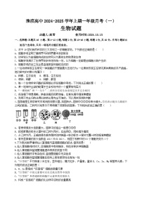 河南省信阳市淮滨县河南省淮滨高级中学2024-2025学年高一上学期生物月考试题（一）