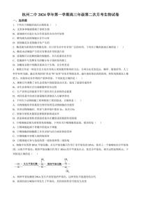 [生物]浙江省杭州第二中学2024～2025学年高三上学期第二次月考学试卷(有答案)