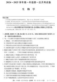 安徽省亳州市涡阳县2024-2025学年高一上学期10月月考生物试题