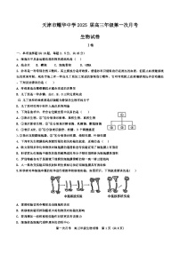 天津市耀华中学2024-2025学年高三上学期第一次月考生物试题（Word版附答案）