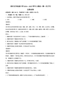 河南省郑州文华高级中学2024-2025学年高一上学期第一次月考生物试卷（解析版）