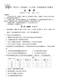 广西壮族自治区贵百河-武鸣高中2024-2025学年高一上学期10月月考生物试题（Word版附解析）